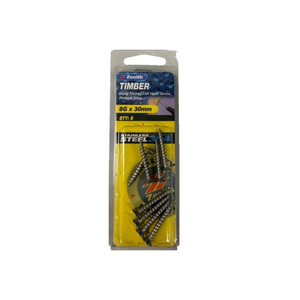 Zenith 8G x 30mm Stainless Steel Counter Sunk Long Thread Screws - 8 Pack