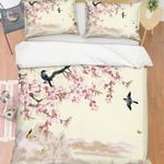 3D Pink Peach Blossom Bird Quilt Cover Set Bedding Set Pillowcases 89