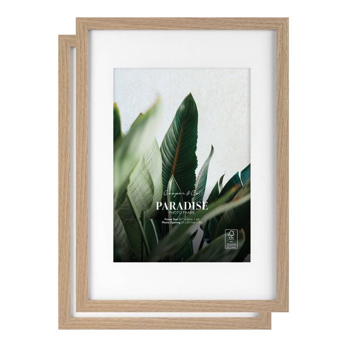 Cooper & Co. Set Of 2 29.7x42cm Mat to 21x29.7cm Oak Premium Paradise Wooden Photo Frame