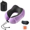 Catzon Travel Neck Pillow Premium Memory Foam-Light Purple