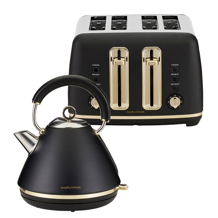 Morphy Richards Ascend 1.5L Pyramid Kettle & 4 Slice Toaster Soft Gold & Black