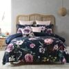 Zinnia Queen Bed Quilt Cover Percale Cotton Navy Home Bedding