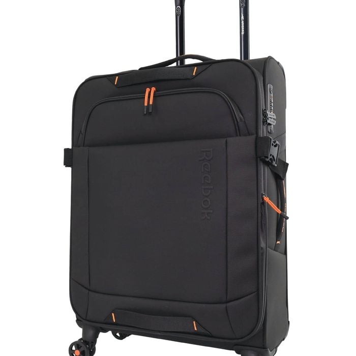 Reebok Pro Medium Leather Film Soft Shell Suitcase Travel Luggage 69cm Black