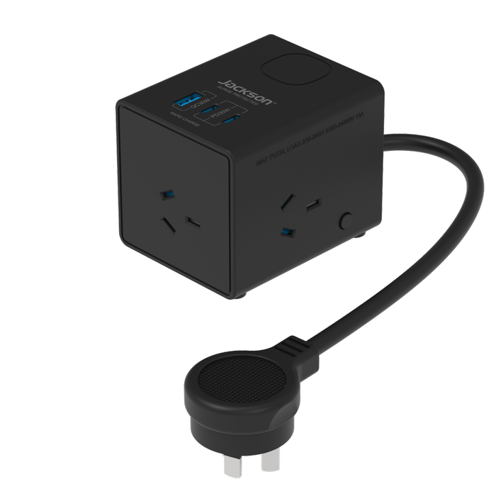 Jackson Black 3 Outlet Power Cube With USB 1A/2C PD30W