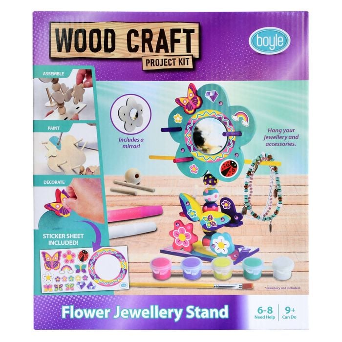Boyle Wood Craft Project Kit Flower Jewellery Stand