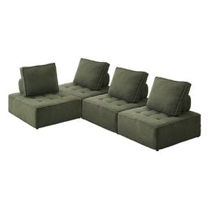 Oikiture 4PCS Modular Sofa Lounge Chair Sherpa Green