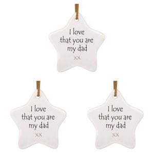 3x Ceramic Hanging 8x9cm Star My Dad w/ Hanger Ornament Home/Office Room Decor