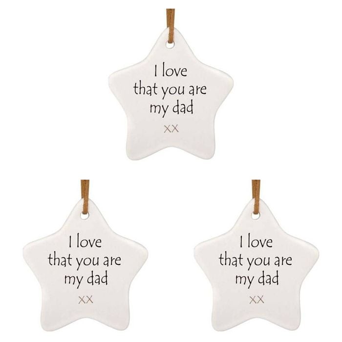3x Ceramic Hanging 8x9cm Star My Dad w/ Hanger Ornament Home/Office Room Decor