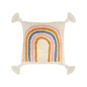 Yarra Textiles  Tufted Cushion Cover |Rainbow pattern  | 60cm x 60cm , Ivory