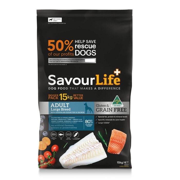 Savour Life Adult Large Breed Grain Free Dry Dog Food Ocean Fish & Salmon 15kg