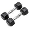 METEOR 3kg Pair Rubber Hex Dumbbells