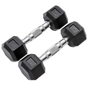 METEOR 3kg Pair Rubber Hex Dumbbells