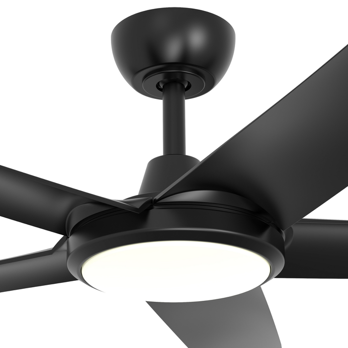 ThreeSixty 132cm Multi Blade DC Black FlatJET Ceiling Fan With Light