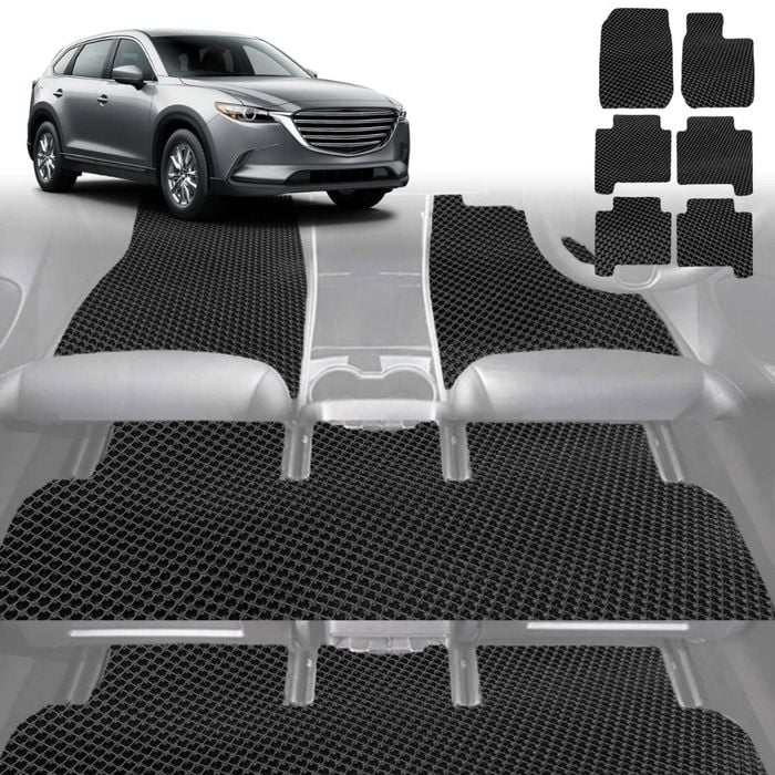 6D Diamond Car Floor Mats for Mazda CX-9 2007-2016-Ultimate Set-Black-Outback GT