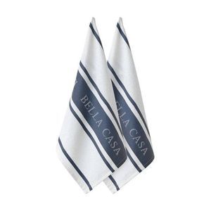 2PK Ladelle Bella Casa Cotton Kitchen Tea Towels 50x70cm Regatta Blue