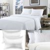 Bamboo Blend Sheet Set + Duck Down Pillows + Silk Pillowcase Bundle White Queen