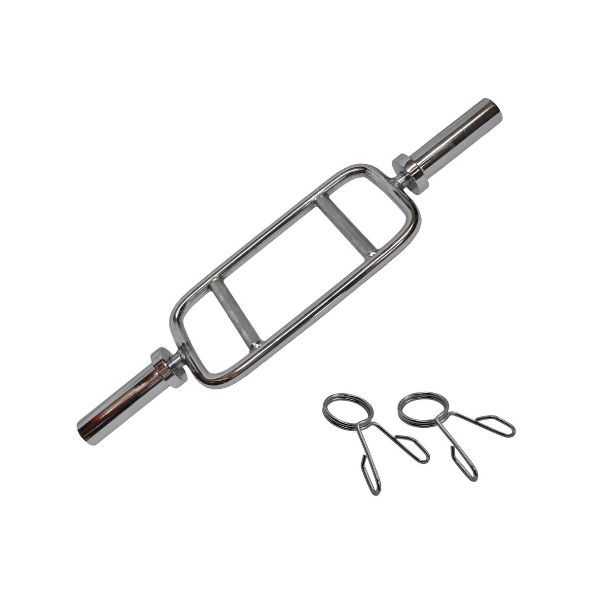 88cm Chrome Olympic Barbell Tricep Bar - 2 Free Spring Collar - for ...