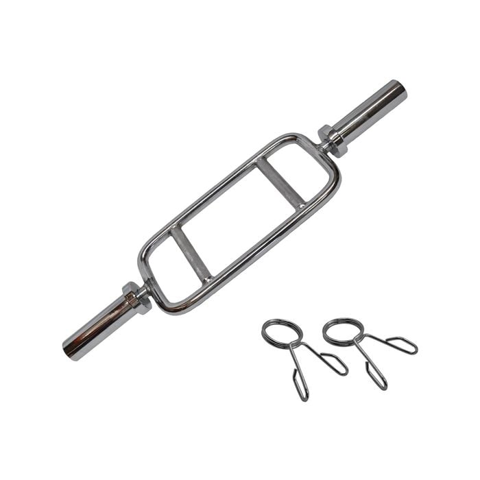 88cm Chrome Olympic Barbell Tricep Bar - 2 Free Spring Collar - for Home Gym