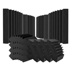 VEVOR 4 Pack 16.5 x 6.3 x 12 in Acoustic Foam Panels Black Adhesive for Wall Ceiling