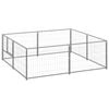 vidaXL Dog Kennel Silver Steel Outdoor Puppy Enclosure Dog Pet Supply Cage
