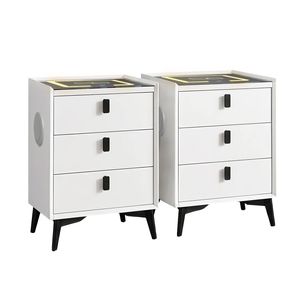 Oikiture Set Of 2 Smart Bedside Tables White