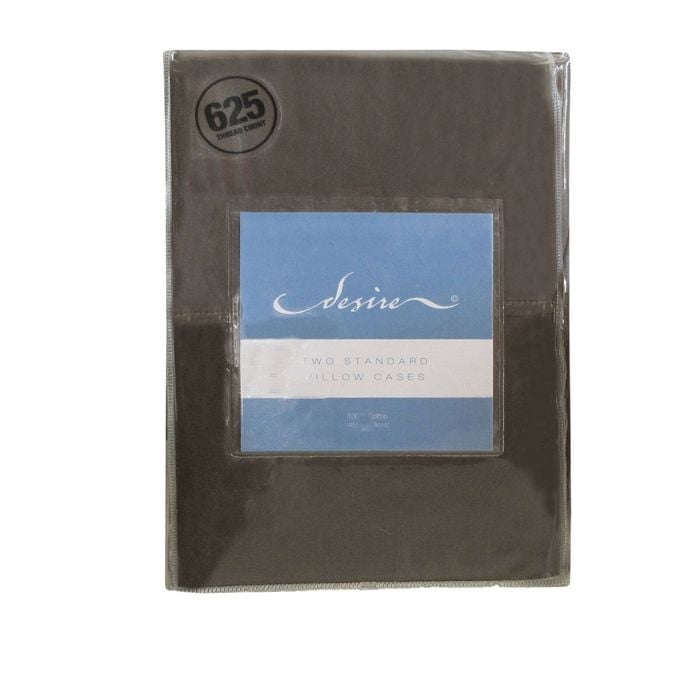 Bloomington 625TC Pair of 100% Cotton Premium Quality Standard Pillowcases Dark Brown