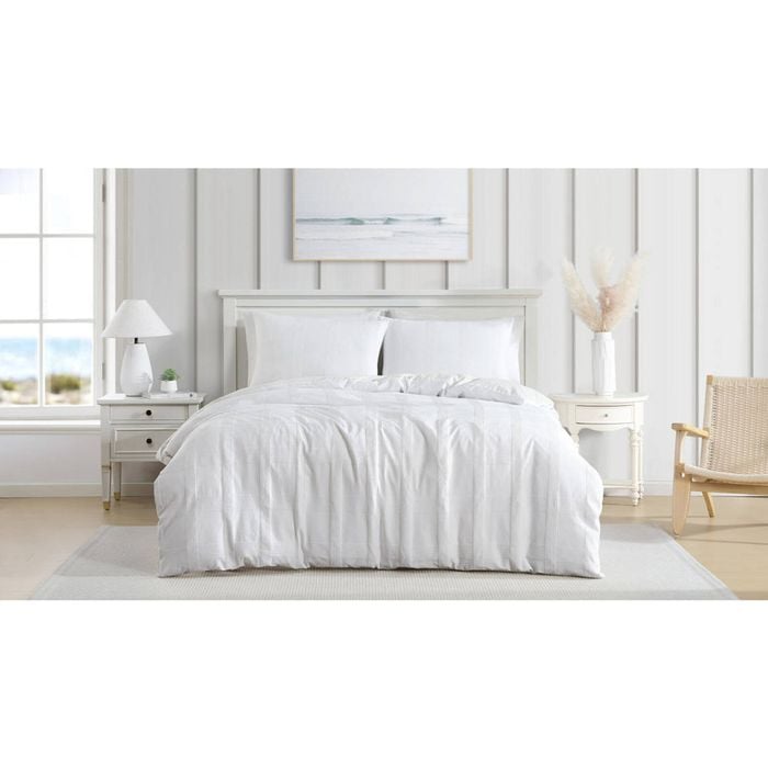 Ardor Shiloh Textured Quilt Cover Set - White - Queen