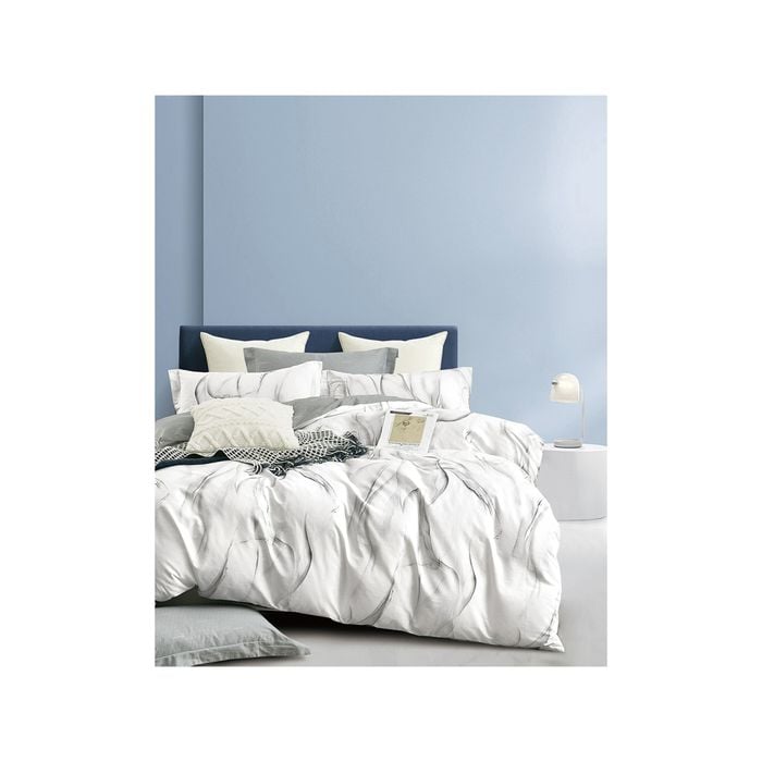 Ardor Double Size Vander Cotton Quilt Cover Bedding Set Soft Grey