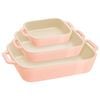 3pc Staub Ceramic Non-stick Oven Dish Rectangular Baking Dishes Set Pink