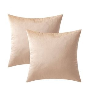 Catzon 2 Pcs Square Throw Pillow Covers Solid Soft Velvet for Spring Sofa-Camel