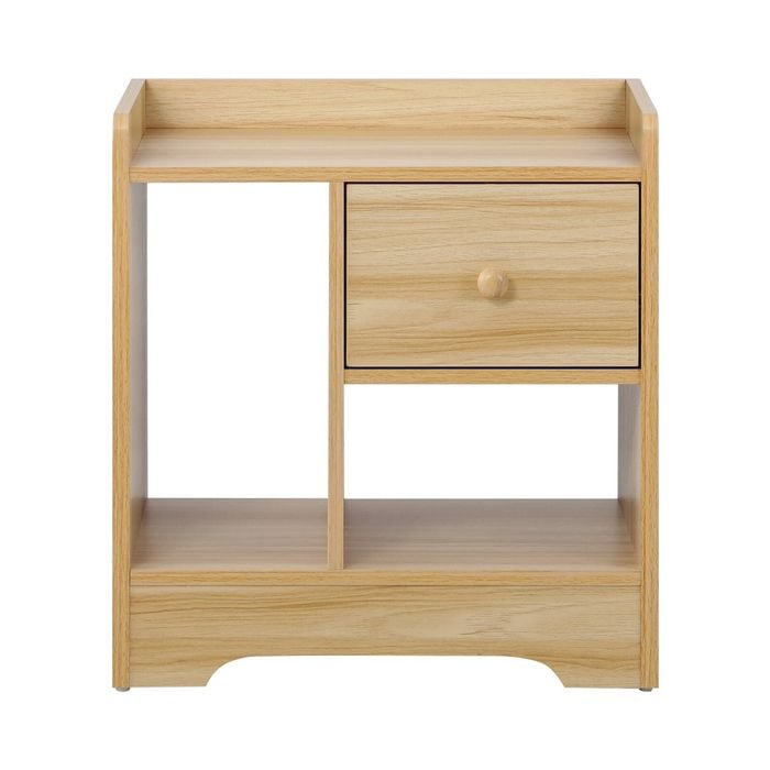Oikiture Bedside Tables Set of 2 Side Table Nightstand Storage Shelf Natural