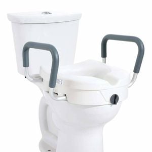 Raised Toilet Seat, 5" Height Raised, 350 lbs Weight Capacity, for Round and Elongated Toilet, Twist Lock Installation