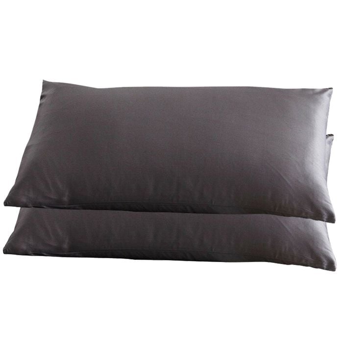 CottonMore 2pcs of 100% Cotton 650TC Sateen Pillowcases Plain Steel 48x73cm