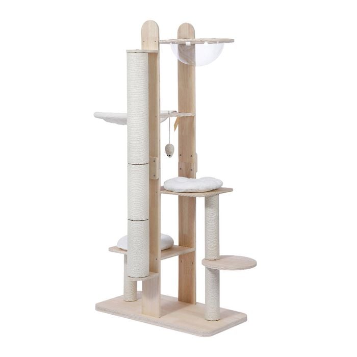 LOLOPAWS 165CM Wooden Large Cat Tree Tower 12cm Pet Scratching Posts 30mm Thick Base