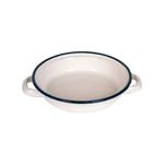 Urban Style Enamelware 16x7cm Ragout Plate Dish Handles w/ Blue Rim White