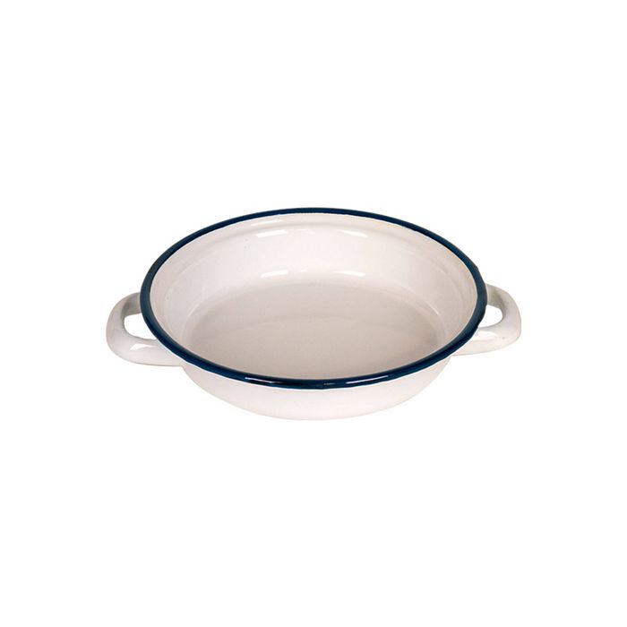 Urban Style Enamelware 16x7cm Ragout Plate Dish Handles w/ Blue Rim White