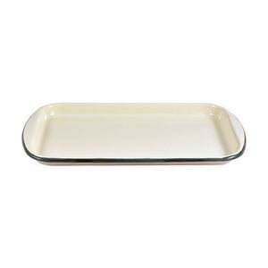 Urban Style Enamelware 32cm Porcelain w/ Green Rim Tray - Cottage