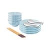 SOGA 8Pcs Light Blue Japanese Style Ceramic Dinnerware Set