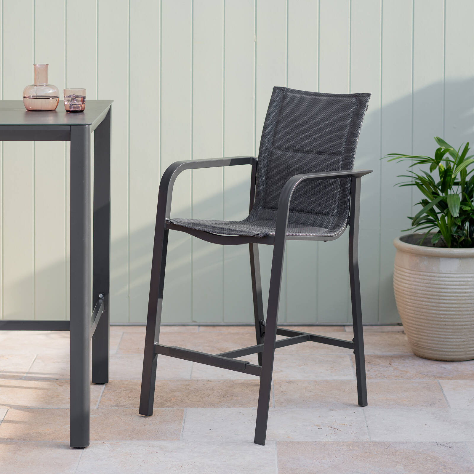 Mimosa Charcoal Aluminium Cordoba Outdoor Padded Bar Chair Bunnings Australia