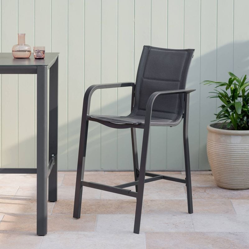 Cordoba Outdoor Padded Bar Chair Aluminium Charcoal