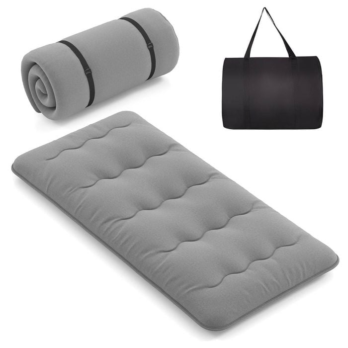 Costway Foldable Floor Mattress Roll Up Mat W/carry Bag 188 X 92cm - Grey