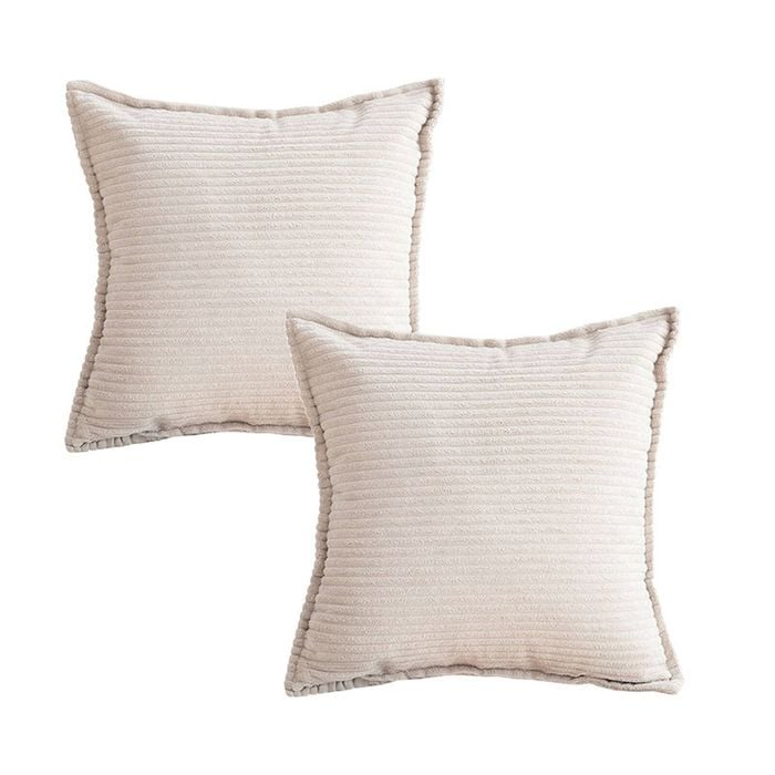 SOGA 2X 45CM Beige Corduroy Throw Pillows