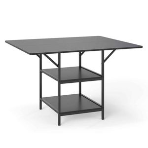 Costway Kitchen Dining Table Counter Table Storage Shelf Furniture Black