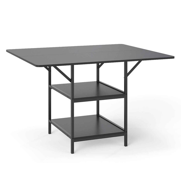 Costway Kitchen Dining Table Counter Table Storage Shelf Furniture Black