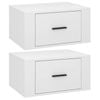 vidaXL 2x Wall-mounted Bedside Cabinets High Gloss White Floating Furniture