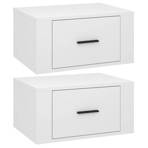 vidaXL 2x Wall-mounted Bedside Cabinets High Gloss White Floating Furniture
