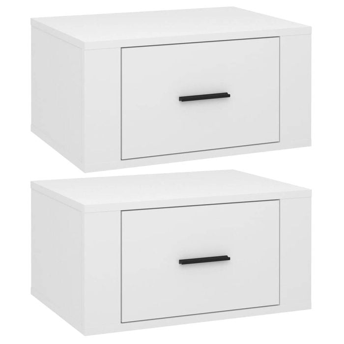 vidaXL 2x Wall-mounted Bedside Cabinets High Gloss White Floating Furniture