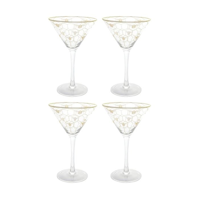 4pk Lvd Honeycomb Bee Cocktail Glass Barware/drinkware Decor 200ml 17x11cm