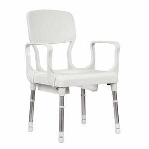 Height-Adjustable Commode Chair - Lightweight & Durable Shower and Toilet Chair for Assisted Living - Rebotec