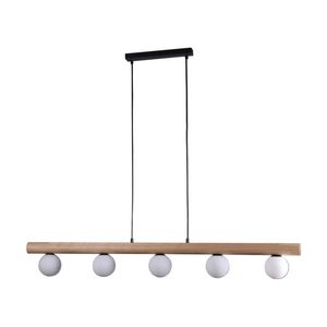 Lexi Lighting Evie Pendant Light 5-Light Matt Black Metal Wood 120cm